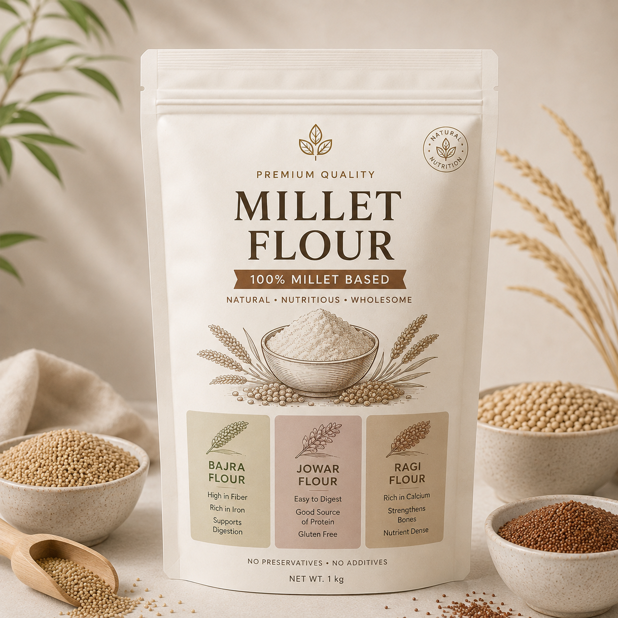 Millet Flour (Bajra, jowar, ragi options)